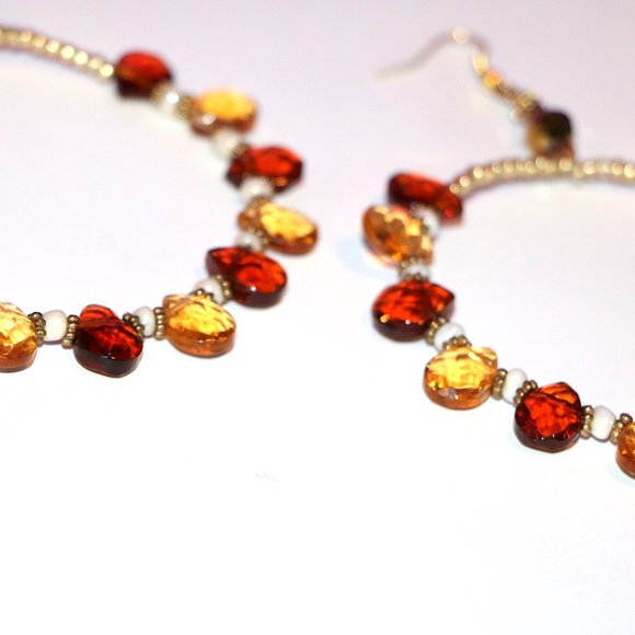 Desert Amber Drop Hoop Earrings - Picture 4 of 4
